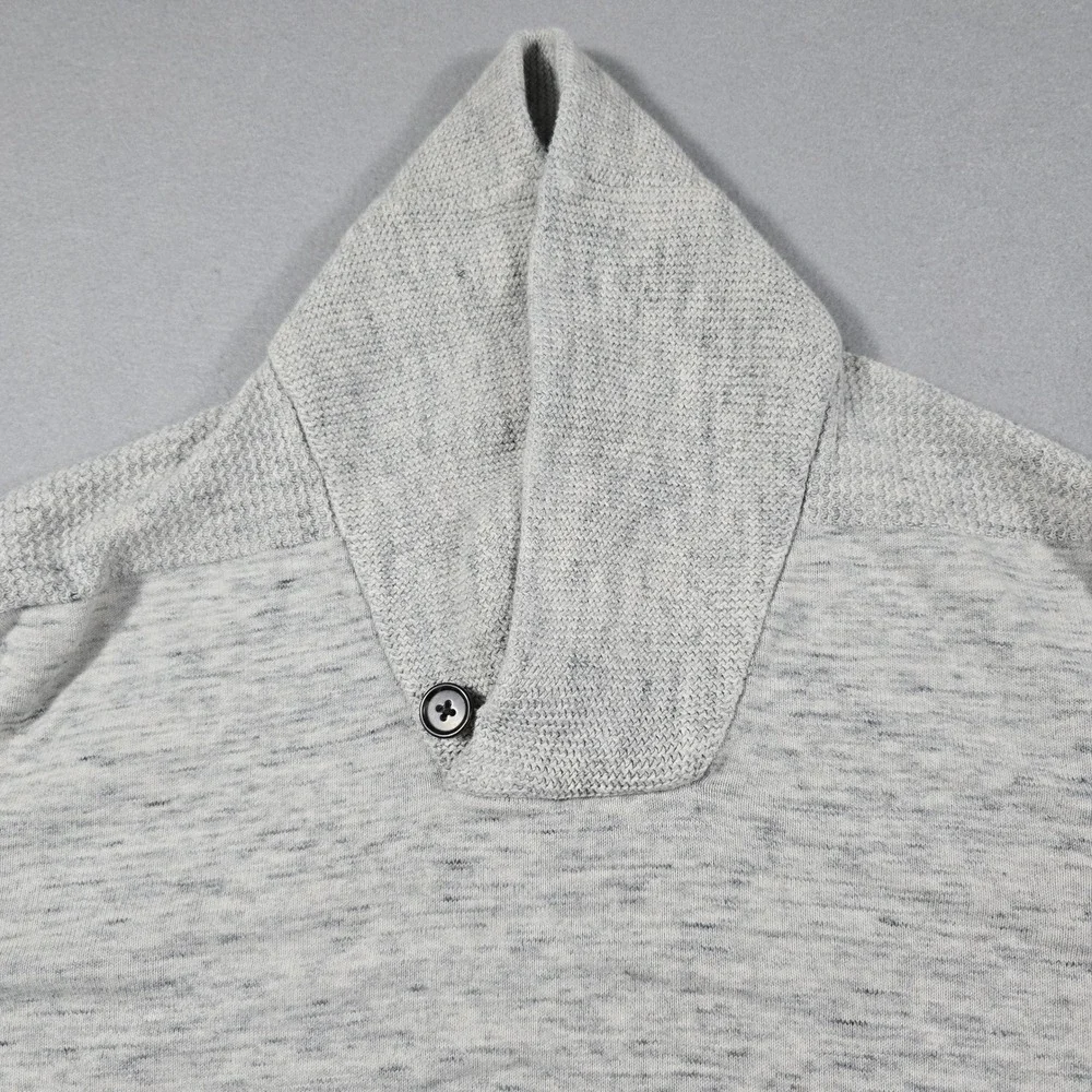 Banana Republic Mens XL Grey Sweater Shawl Neck Space Dye Cotton Pullover